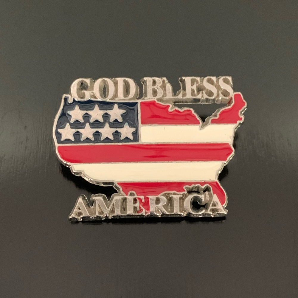 Vintage Signed Ballet Patriotic Brooch Pin God Bless America